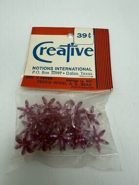 Vintage 1970s Creative Ferris Wheel Bead Pink New Old Stock Sealed 18 Beads